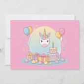 Unicorn Birthday Invitation 1st Birthday Party Kaart (Achterkant)
