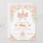 Unicorn Birthday Invitation 1st Birthday Unicorn Kaart (Voorkant)