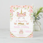 Unicorn Birthday Invitation 1st Birthday Unicorn Kaart (Staand voorkant)