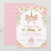 Unicorn Birthday Invitation 1st Birthday Unicorn Kaart (Voorkant / Achterkant)