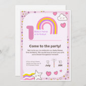 unicorn Birthday Invitation Feestdagenkaart (Voorkant / Achterkant)