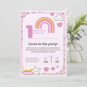 unicorn Birthday Invitation Feestdagenkaart (Staand voorkant)