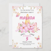 Unicorn Birthday Invitation for Girls  Kaart (Voorkant)