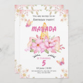 Unicorn Birthday Invitation for Girls  Kaart (Voorkant / Achterkant)