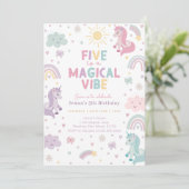 Unicorn Birthday Invitation Kaart (Staand voorkant)