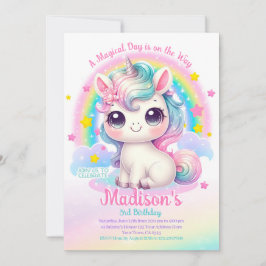 Unicorn Birthday Invitation Kaart