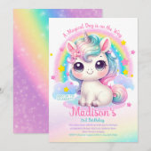 Unicorn Birthday Invitation Kaart (Voorkant / Achterkant)