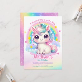 Unicorn Birthday Invitation Kaart