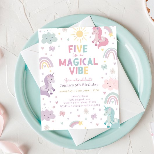 Unicorn Birthday Invitation Kaart