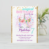 Unicorn Birthday Invitation Magical Celebration Kaart (Staand voorkant)