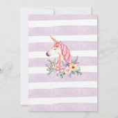 Unicorn Birthday Invitation Magical Floral Invite Kaart (Achterkant)