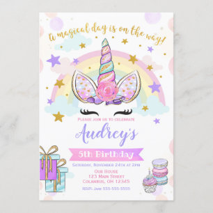 Unicorn Birthday Invitation - Magical - Glitter Kaart