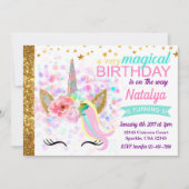 Unicorn Birthday Invitation Magical Kaart (Voorkant)