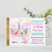 Unicorn Birthday Invitation Magical Kaart (Staand voorkant)
