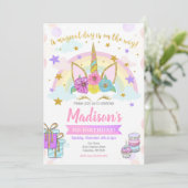 Unicorn Birthday Invitation / Magical Party Kaart (Staand voorkant)
