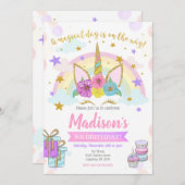 Unicorn Birthday Invitation / Magical Party Kaart (Voorkant / Achterkant)