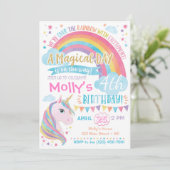 Unicorn Birthday Invitation Magical Rainbow Invite Kaart (Staand voorkant)