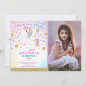 Unicorn Birthday Invitation Magical Unicorn Party Kaart (Voorkant)