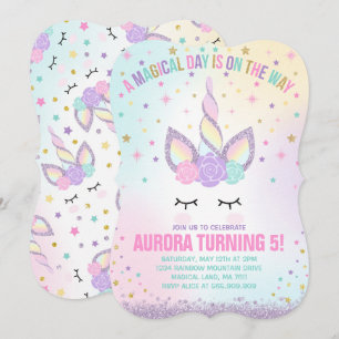 Unicorn Birthday Invitation Magical Unicorn Party Kaart