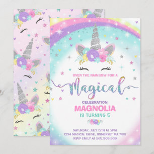 Unicorn Birthday Invitation Magical Unicorn Party Kaart