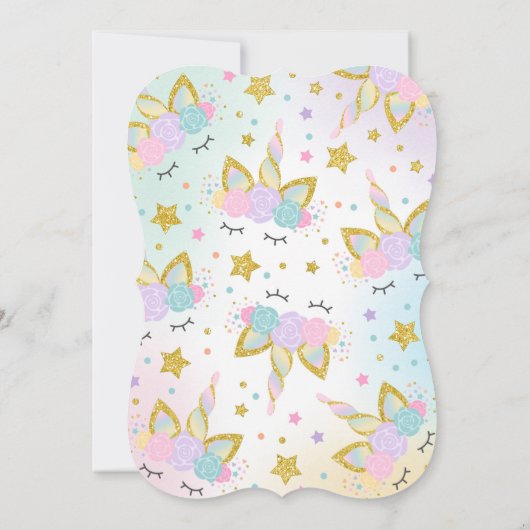 Unicorn Birthday Invitation Magical Unicorn Party Kaart (Achterkant)