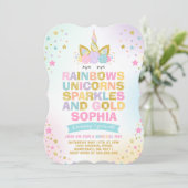 Unicorn Birthday Invitation Magical Unicorn Party Kaart (Staand voorkant)