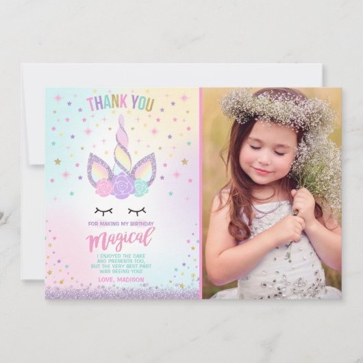 Unicorn Birthday Invitation Magical Unicorn Party Kaart (Voorkant)