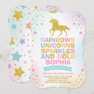 Unicorn Birthday Invitation Magical Unicorn Party Kaart