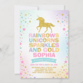 Unicorn Birthday Invitation Magical Unicorn Party Kaart (Voorkant)