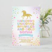 Unicorn Birthday Invitation Magical Unicorn Party Kaart (Staand voorkant)