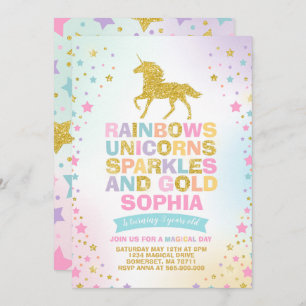 Unicorn Birthday Invitation Magical Unicorn Party Kaart