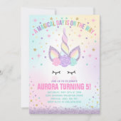 Unicorn Birthday Invitation Magical Unicorn Party Kaart (Voorkant)