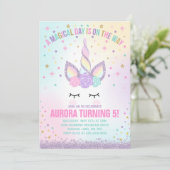 Unicorn Birthday Invitation Magical Unicorn Party Kaart (Staand voorkant)