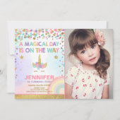 Unicorn Birthday Invitation roze Gold Magical Kaart (Voorkant)