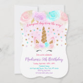 Unicorn Birthday Invitation roze Gold Magical Kaart (Voorkant)
