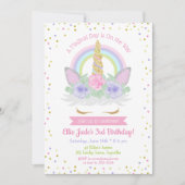 Unicorn Birthday Invitation roze & Paarse regenboo Kaart (Voorkant)
