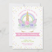 Unicorn Birthday Invitation roze & Paarse regenboo Kaart (Voorkant)