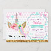 Unicorn Birthday Invitation Sparkle Kaart (Voorkant)