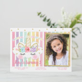 Unicorn Birthday Invitation, Unicorn Invitation Kaart (Staand voorkant)