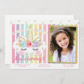Unicorn Birthday Invitation, Unicorn Invitation Kaart (Voorkant / Achterkant)