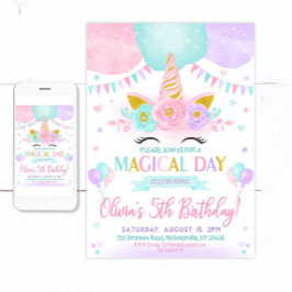Unicorn Birthday Invitation, Unicorn Invitation Kaart
