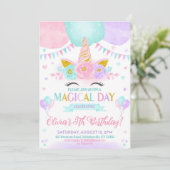 Unicorn Birthday Invitation, Unicorn Invitation Kaart (Staand voorkant)