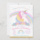 Unicorn Birthday Invitation, Unicorn Party Invite Kaart (Voorkant)