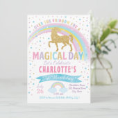 Unicorn Birthday Invitation, Unicorn Party Invite Kaart (Staand voorkant)