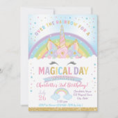 Unicorn Birthday Invitation, Unicorn Party Invite Kaart (Voorkant)