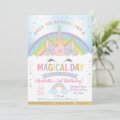 Unicorn Birthday Invitation, Unicorn Party Invite Kaart (Staand voorkant)