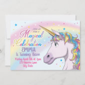Unicorn Birthday Invitation, Unicorn Party Invite Kaart (Voorkant)