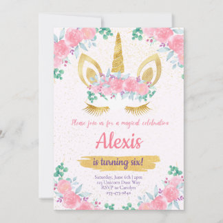 Unicorn Birthday Invitation, Unicorn Party Invite Kaart