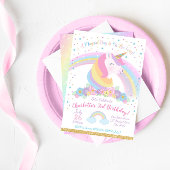 Unicorn Birthday Invitation, Unicorn Party Invite Kaart