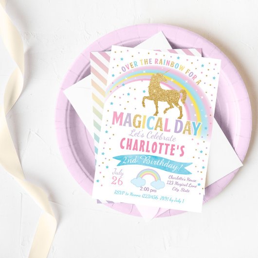 Unicorn Birthday Invitation, Unicorn Party Invite Kaart